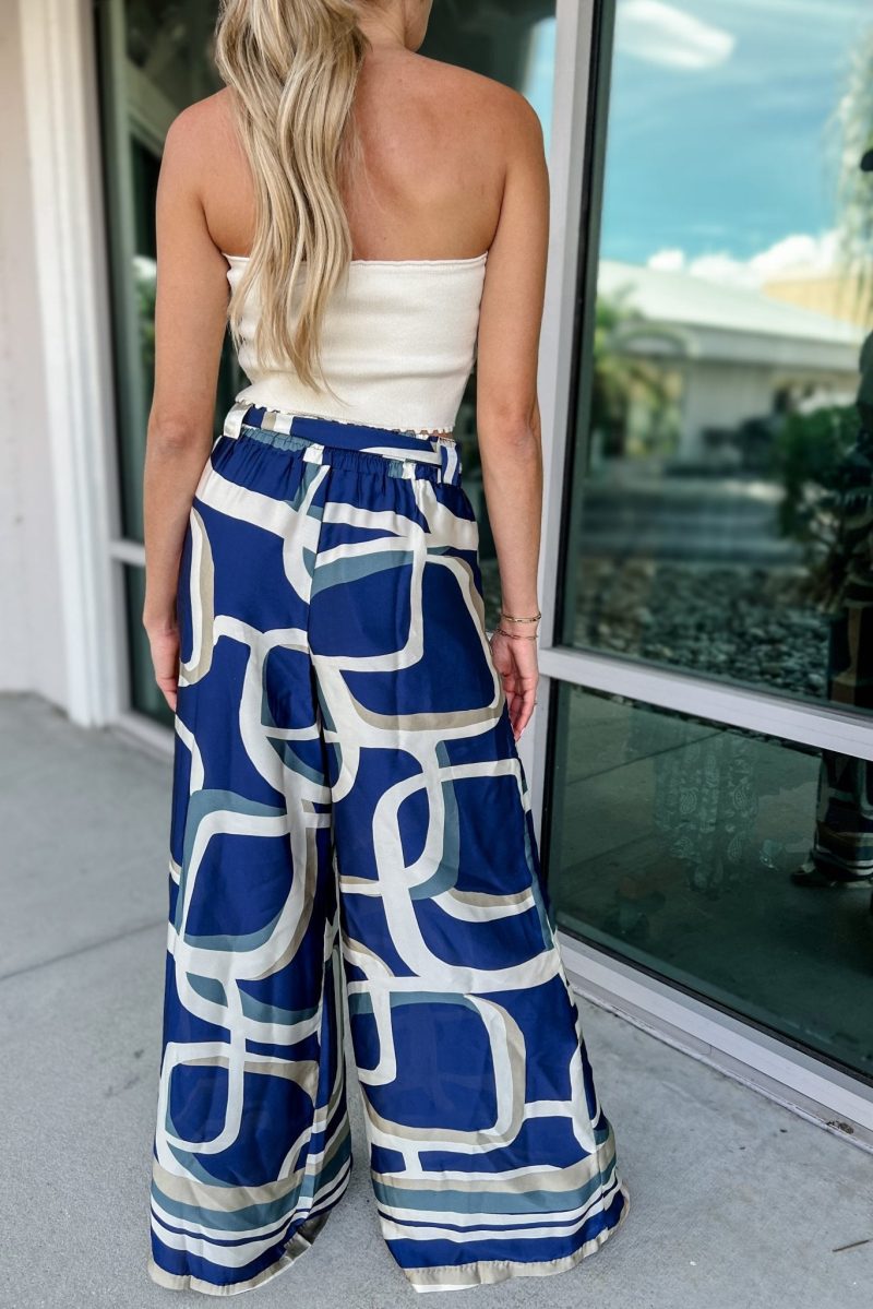 blue abstract silky wide leg pants simply me boutique 739756