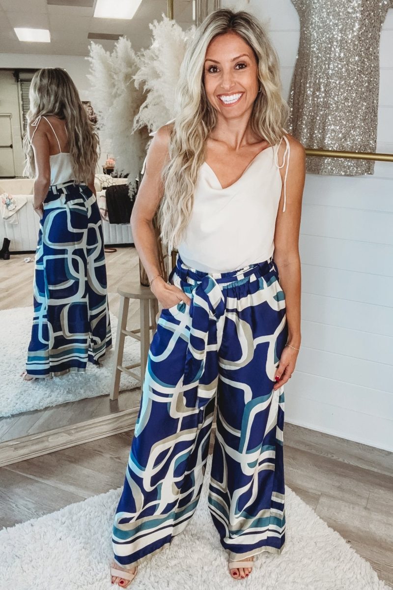 blue abstract wide leg pants simply me boutique 206072