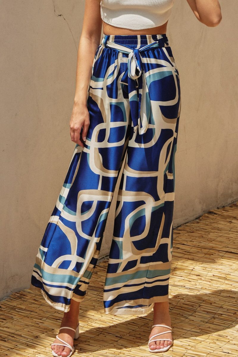 blue abstract wide leg pants simply me boutique 814100