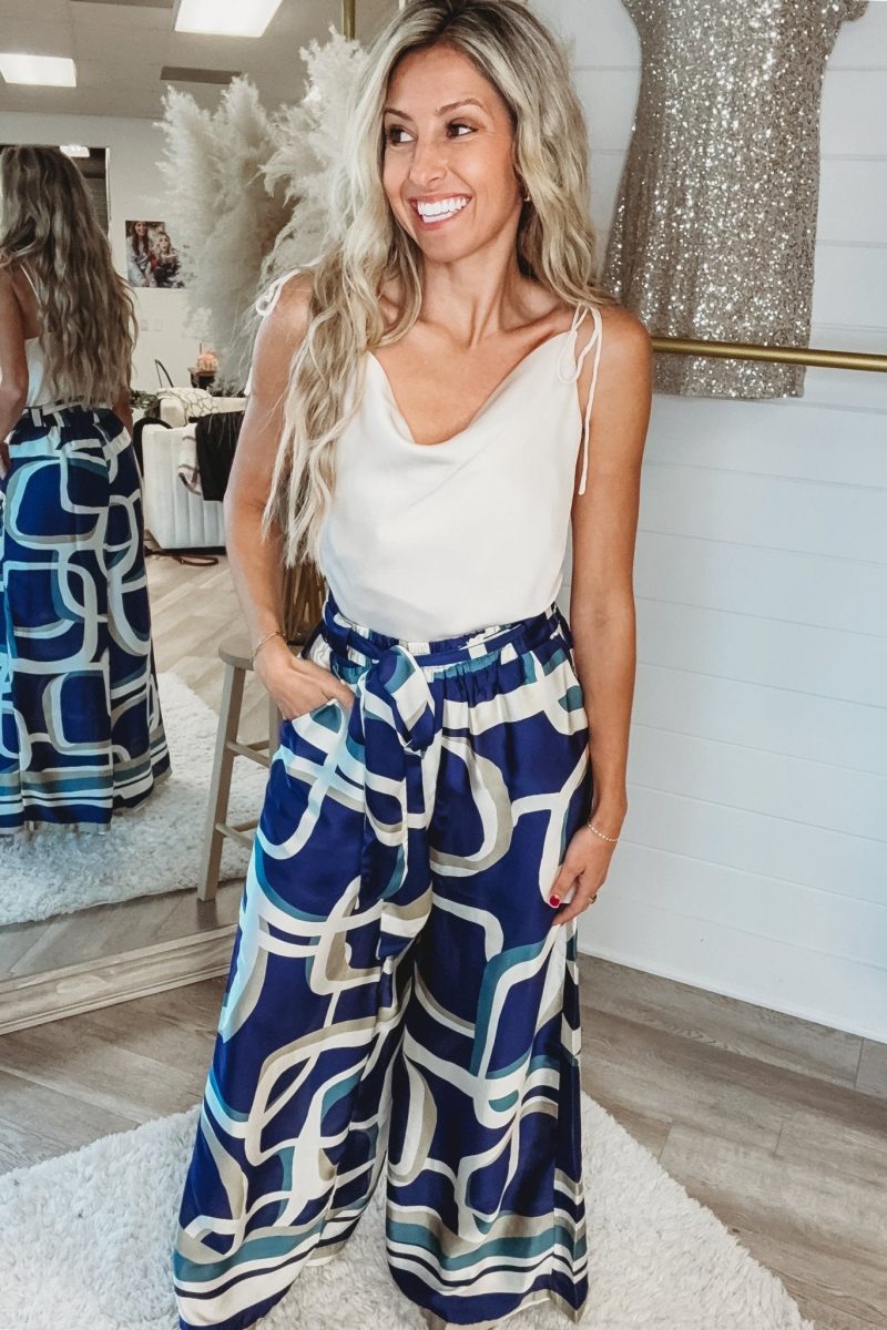 blue abstract wide leg pants simply me boutique 962739