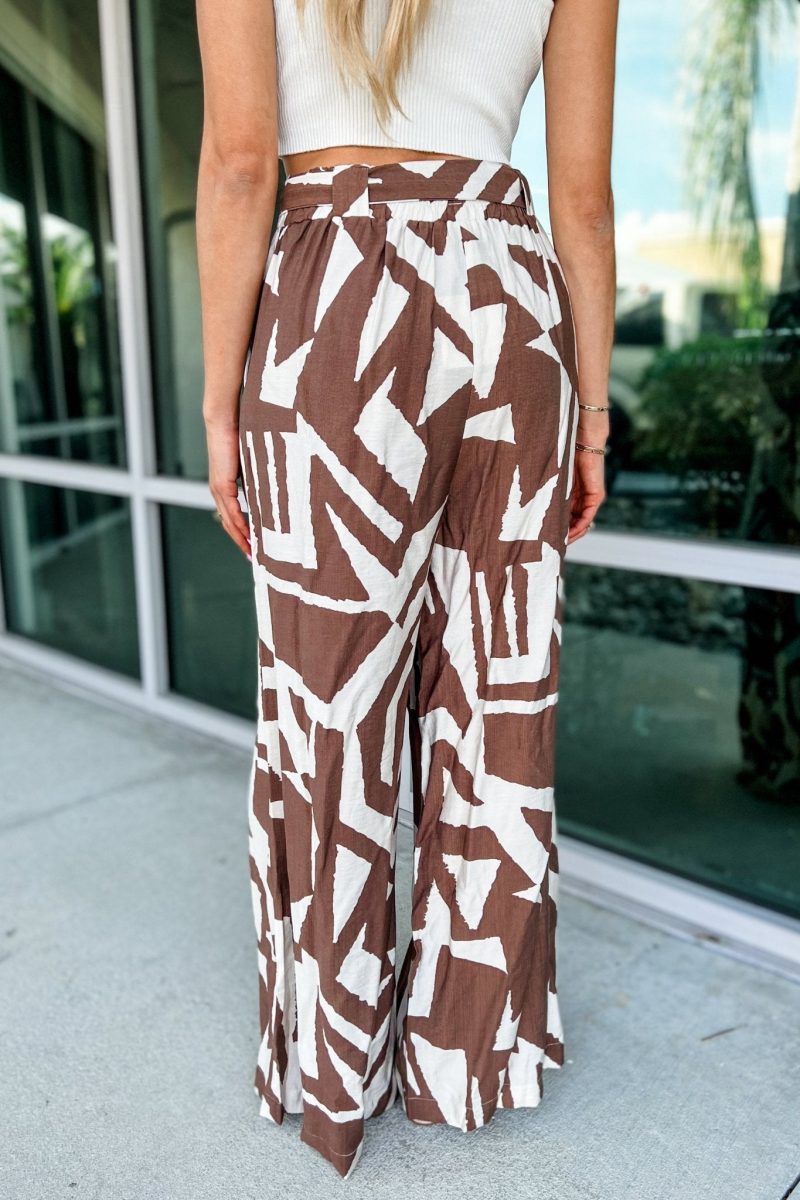 brown abstract wide leg pants simply me boutique 978611