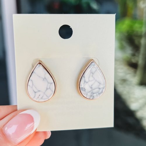 Howlite Teardrop Stud Earrings