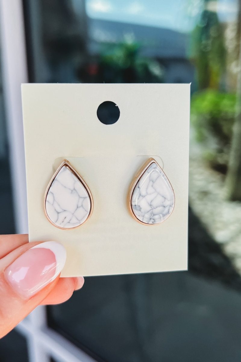 howlite teardrop stud earrings simply me boutique 551834