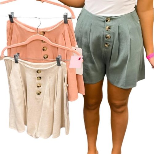 pleated button shorts 2 colors simply me boutique 906712