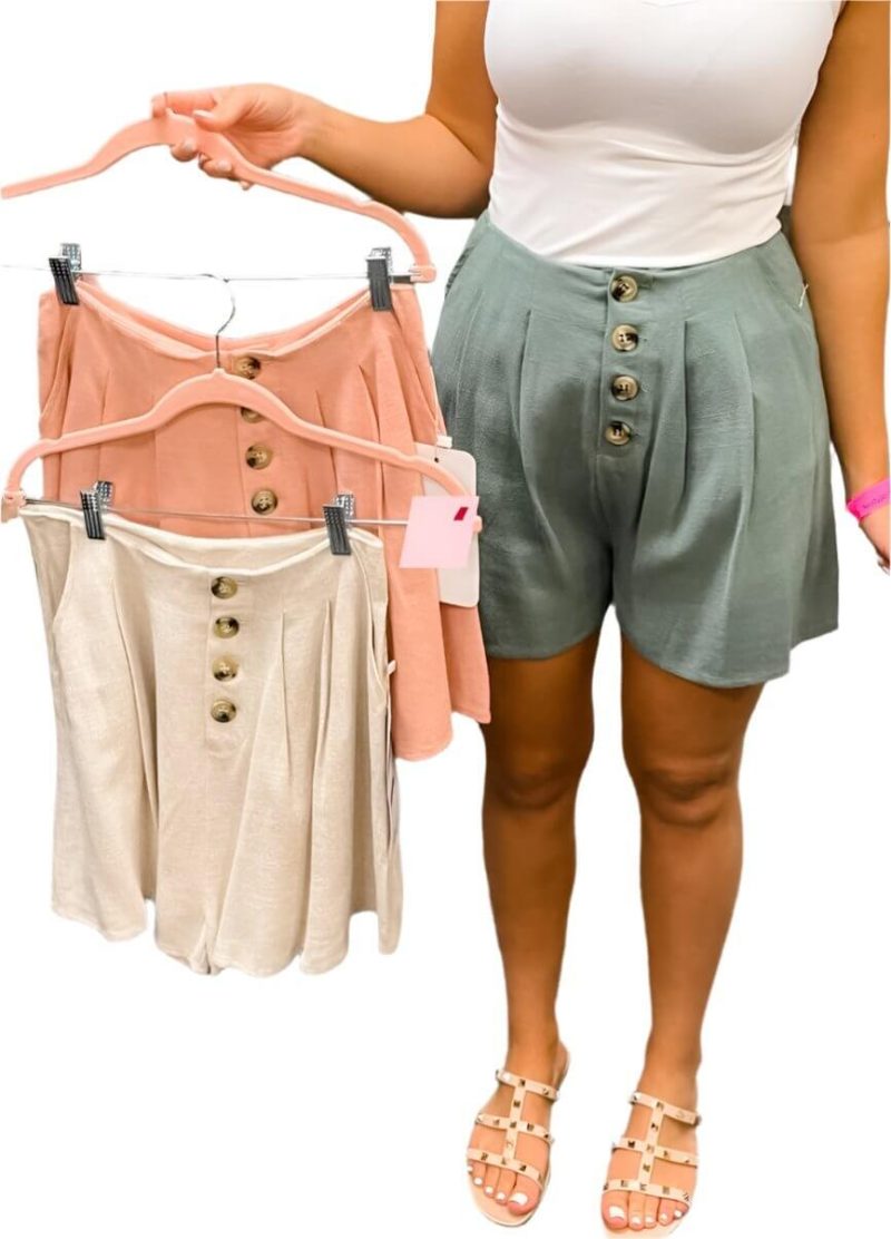 pleated button shorts 2 colors simply me boutique 906712