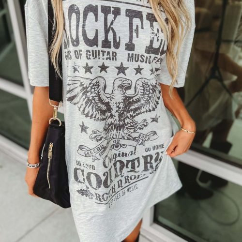 rock fest grey graphic shirt dress simply me boutique 706434