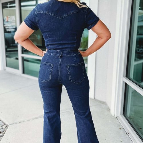 the kelly denim flare jumpsuit simply me boutique 588062