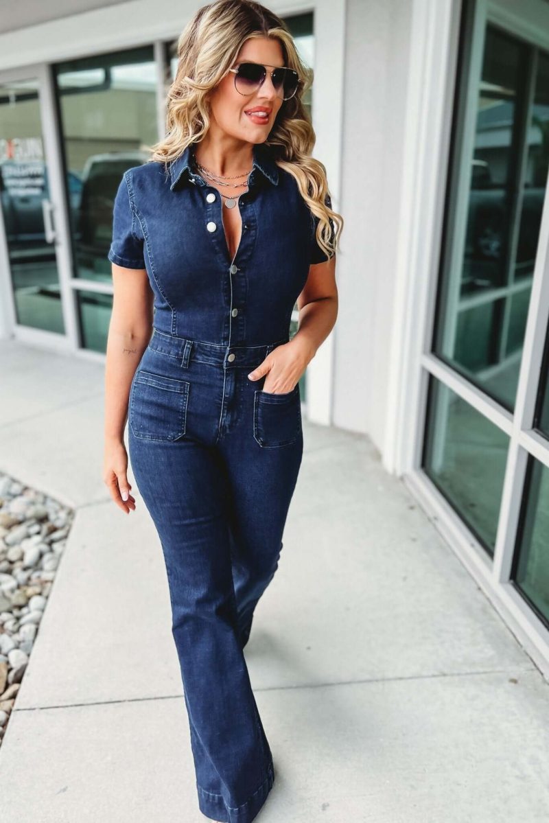 the kelly denim flare jumpsuit simply me boutique 859826