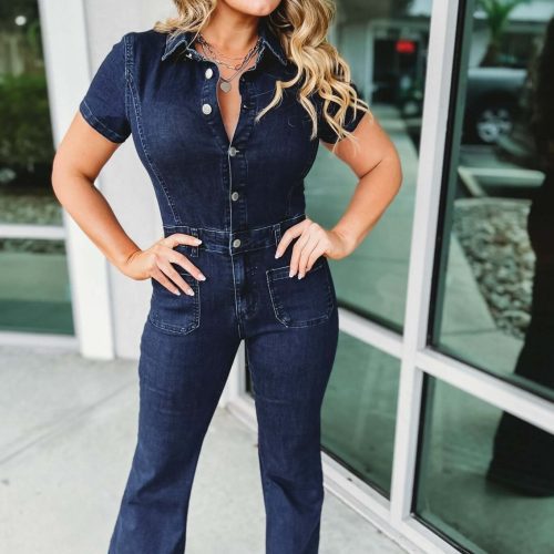 the kelly denim flare jumpsuit simply me boutique 975445