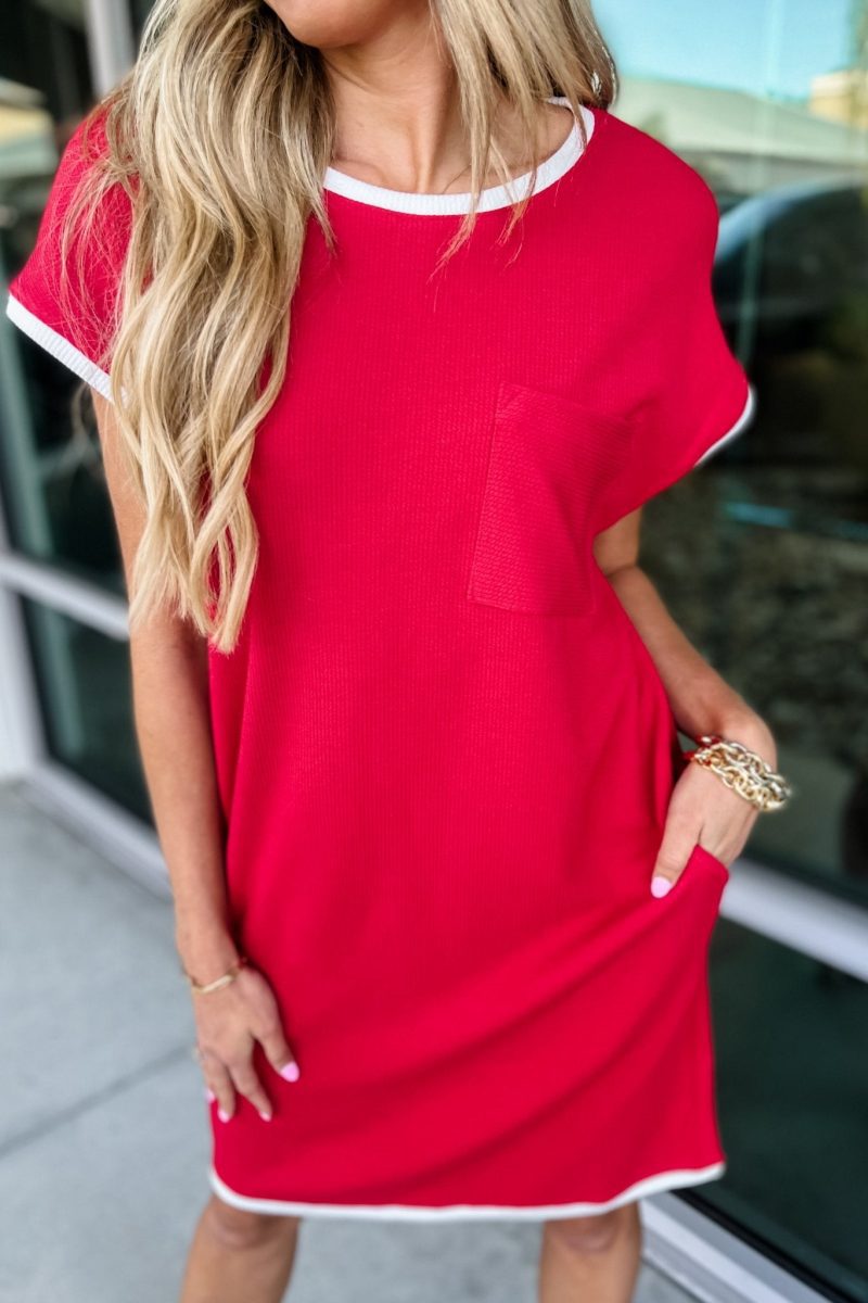 varsity chic red dress simply me boutique 698586