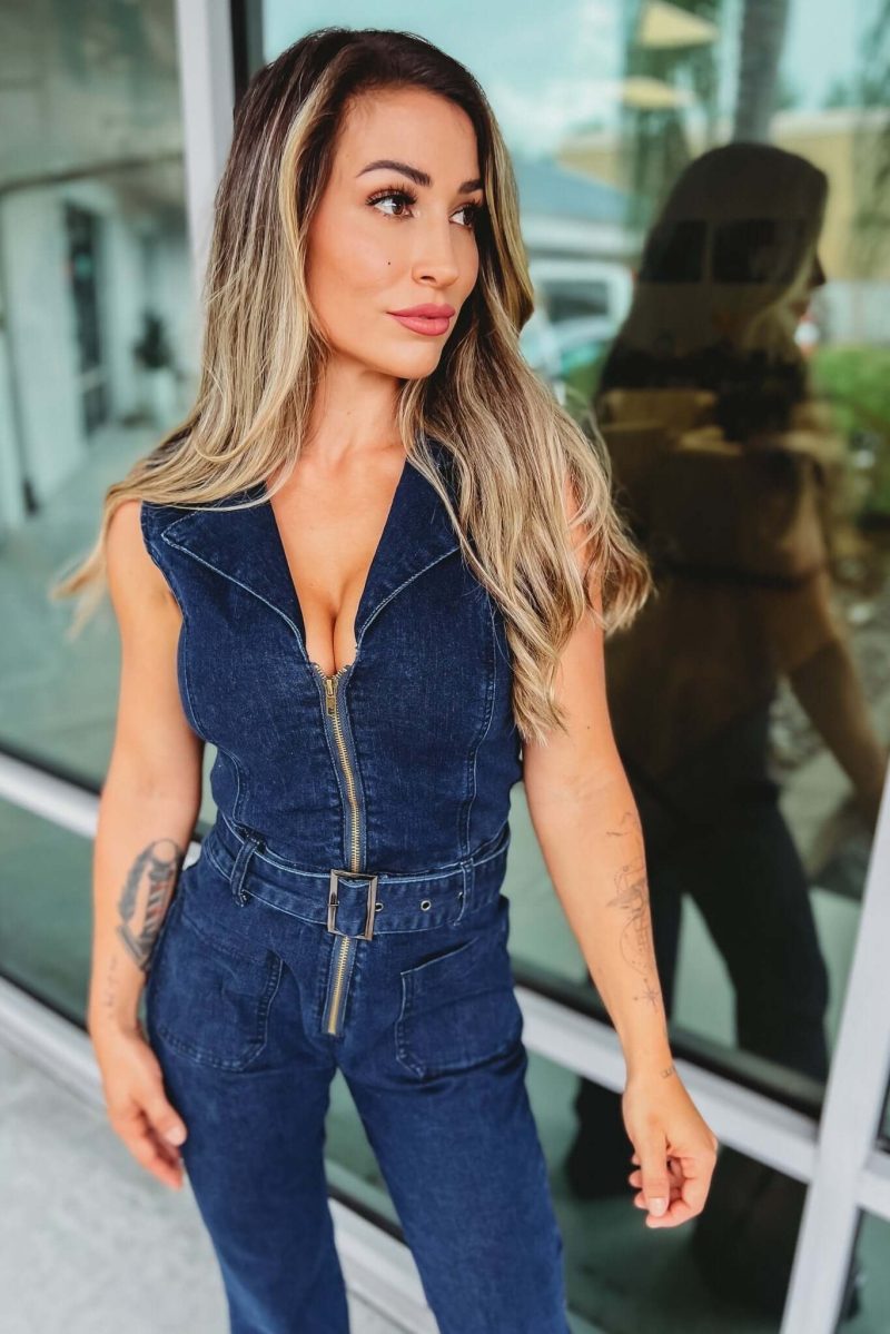 western denim belted jumpsuit simply me boutique 163967