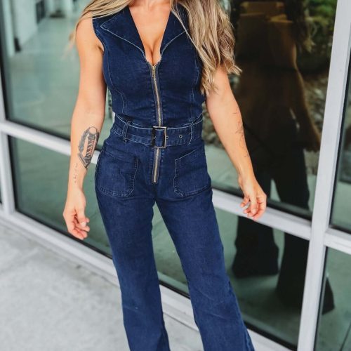 western denim belted jumpsuit simply me boutique 523185