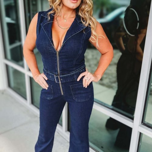 western denim belted jumpsuit simply me boutique 590690