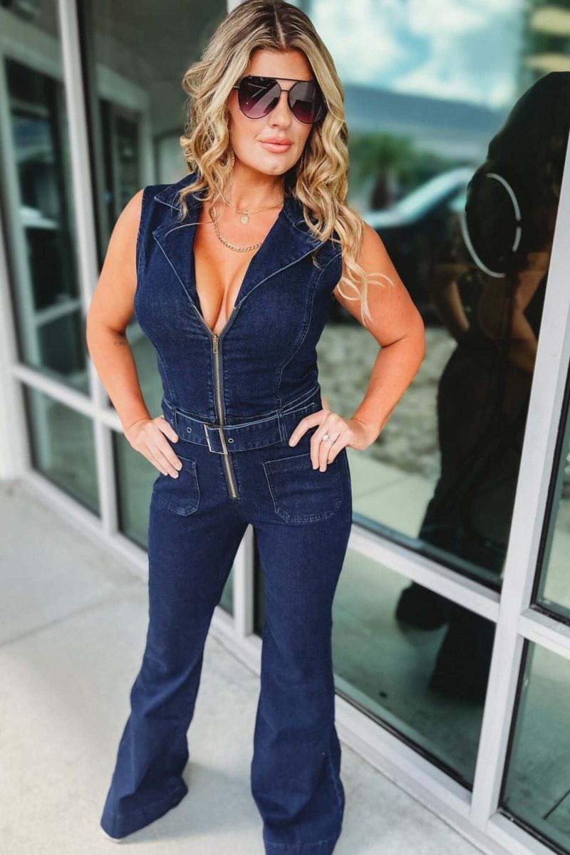 western denim belted jumpsuit simply me boutique 590690